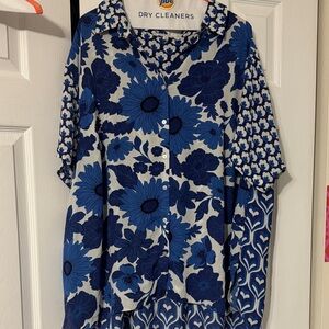 Rose & Olive Blue Floral Button Down Shirt